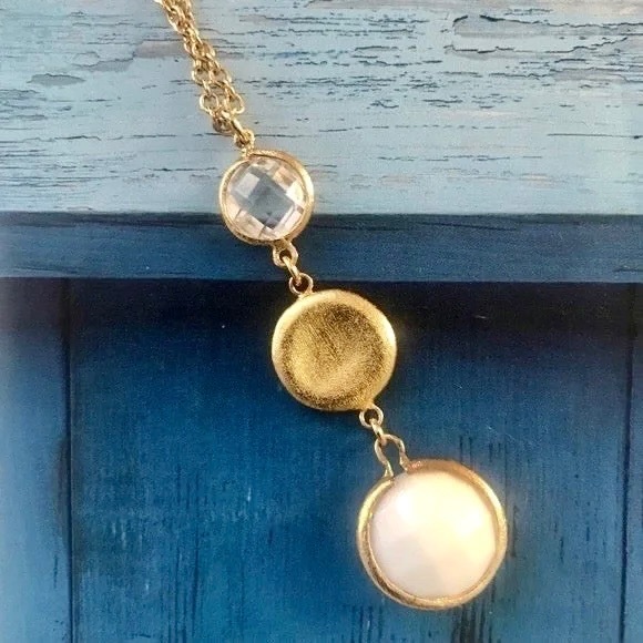 RIVKA FRIEDMAN 18K GOLD CLAD PENDANT NECKLACE LARIAT CHAIN STATEMENT NECKLACE - Picture 8 of 9